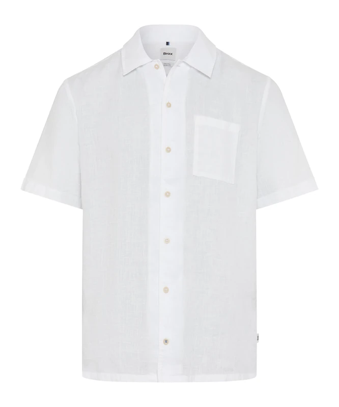 Brax Men's Style Luke U Pure Linen Garment Dye 1/2 Sleeve Shirt