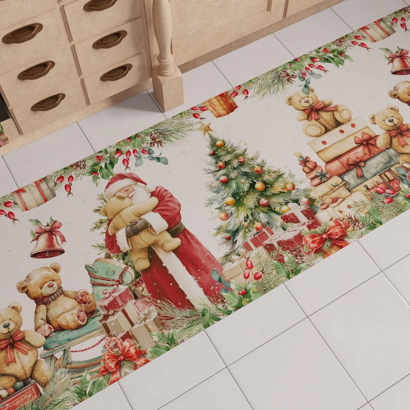 PETTI Artigiani Italiani - Christmas Kitchen Rug, Christmas Kitchen Runner, Non-Slip and Washable, Rug for Christmas 52 x 380 cm, Sweet Santa, Made in Italy
