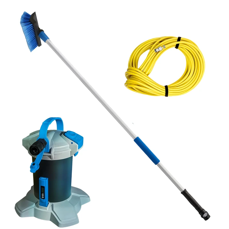 UNGER Professional Pure Water Window Cleaning Kit with 1.2 m Telescopic Pole & Soft Brush – Water Fed Window Cleaning Pole Set for Streak-Free Windows, Conservatories, Caravans, Solar Panels
