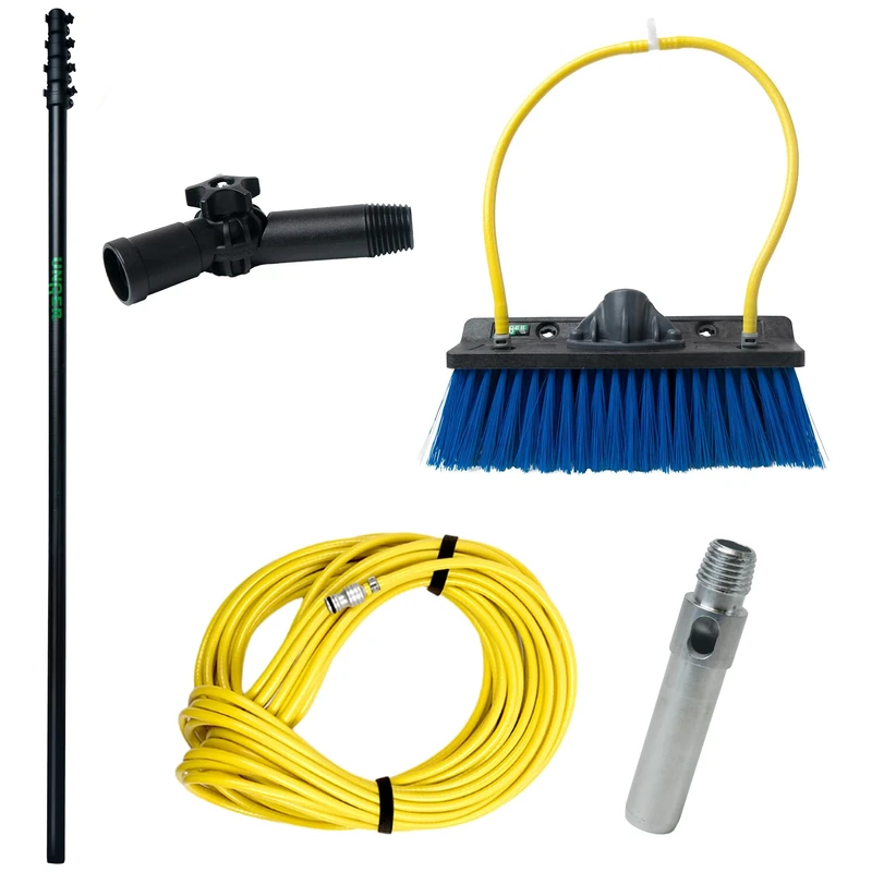 UNGER Professional Window & Solar Panel Cleaning Kit with 6m (19ft) Fiberglass Telescopic Window Cleaning Pole & Angled Brush – Water Fed Cleaning System for Solar Panels, Conservatories, Roof Windows - Image 1
