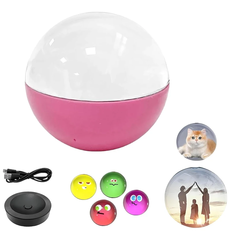 Wifi Crystal Ball – 3d Video & Photo Memory Sphere, Crystal Ball Video Display Sphere (Pink)