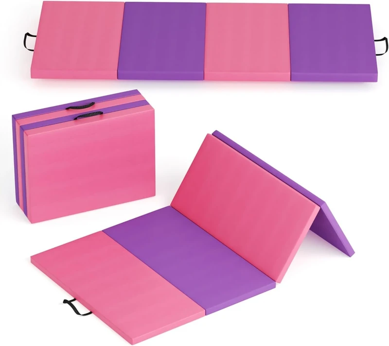 Gymnastics Mat,Thick Exercise Mat with Carrying Handles,Folding Tumbling Mat for Yoga, Pilates, Stretching