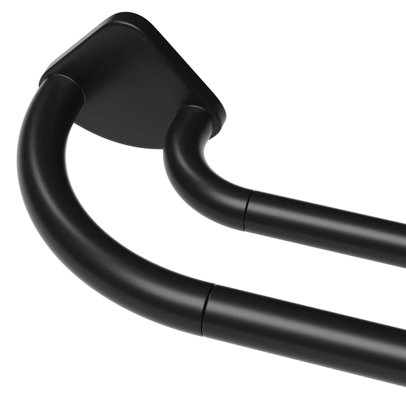 PeSenp Black Double Curtain Rod 48 to 84 Inches, Blackout Wrap Around Curtain Rod for Windows, 6/8 Inch Room Darkening Telescoping Double Drapery Rod, Easy Install for Rentals & Apartments