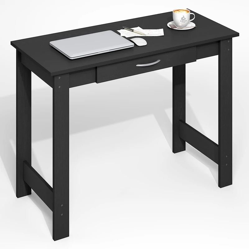 Furinno JAYA Desk, Computer Desk, Office Desk, Writing Desk, with Drawer, for Home Office, Darkwood