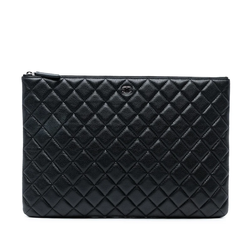 Chanel Pre-Loved Large Quilted Caviar O Case Clutch