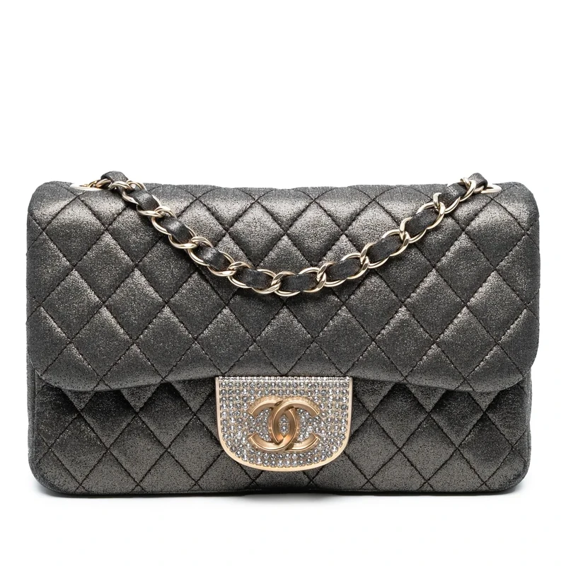 Pre-Loved Small Quilted Iridescent Calfskin Crystal Single Flap