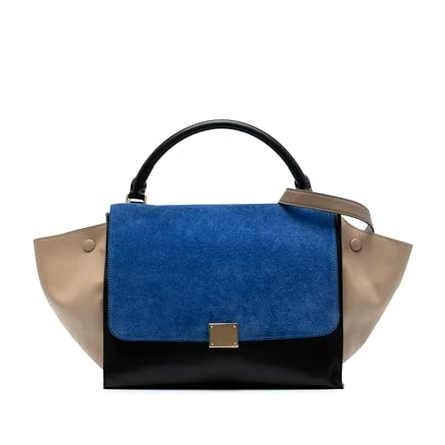 Celine Pre-Loved Medium Tricolor Calfskin and Suede Trapeze Satchel