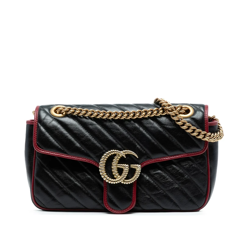Gucci Pre-Loved Medium GG Marmont Matelasse Diagonal Leather Torchon Shoulder Bag
