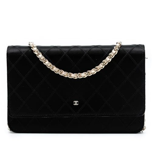 Chanel Pre-Loved Bicolor Satin Diamond Stitch Wallet On Chain Handbag Crossbody Bag
