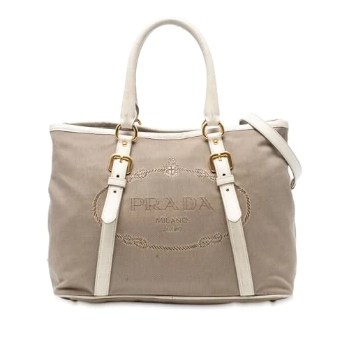 Prada Pre-Loved Canvas Canapa Logo Satchel Handbag