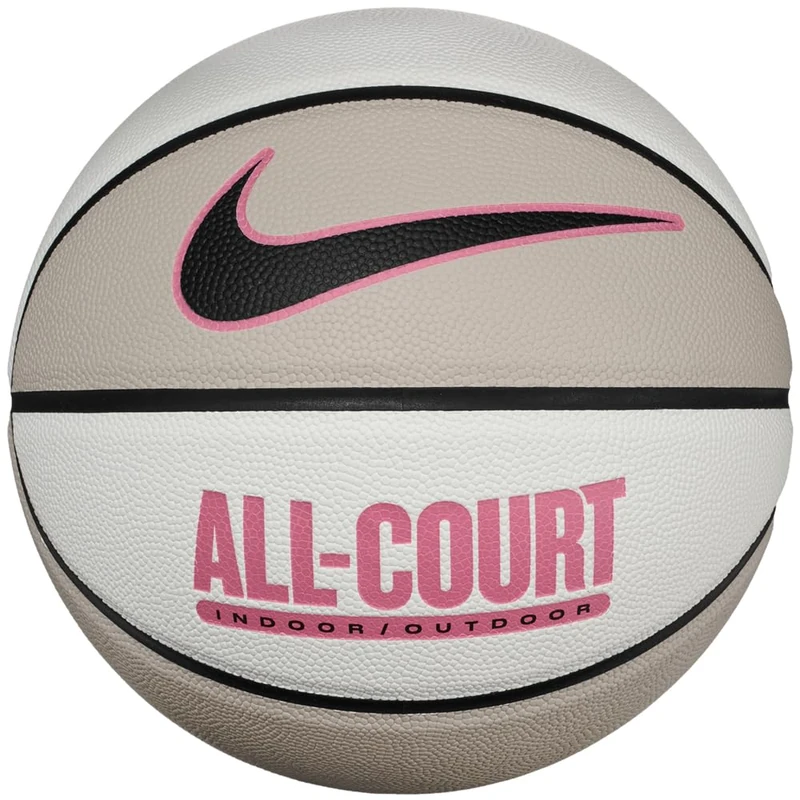 Nike Everyday All Court Basketball 8P – Indoor Outdoor Basketball Ball – Robust Training Basketball – Delivered Deflated, Sail/Black/Peony/Black, 7