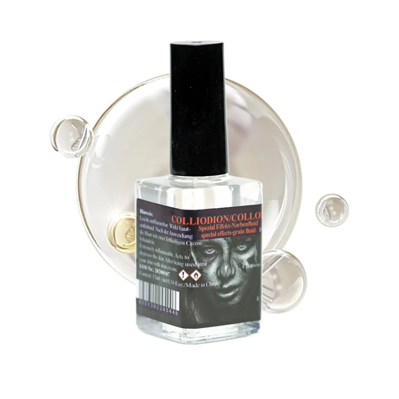 Rigid Collodion Scarring Liquid | 15ml Halloween Rigid Collodion Scars Paint with Brush | Skin Effects Makeups - for Face Skin Body Costume Cosplay Halloween Photography Party Performance Role Play