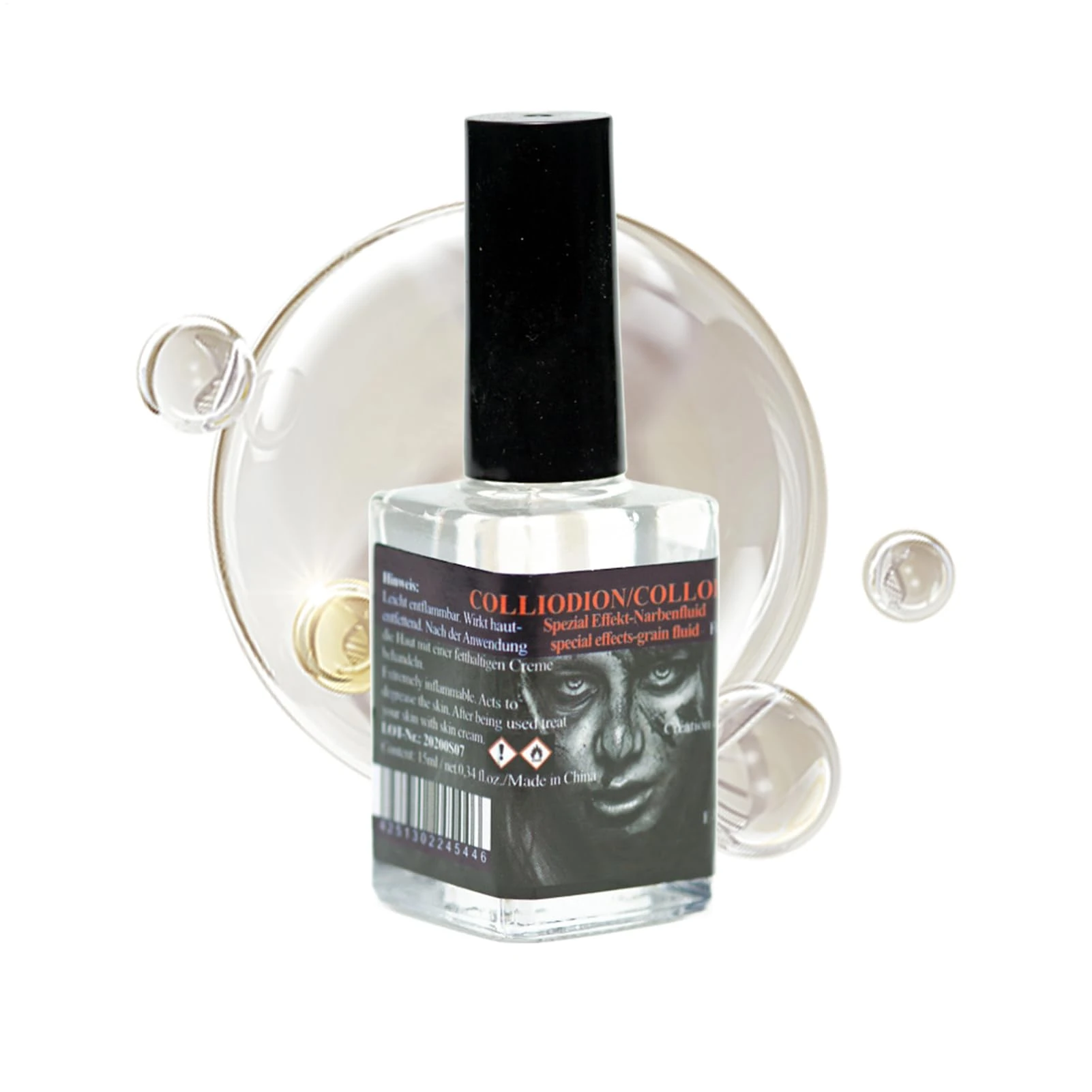 Wscwl Collodion Scar Liquid,15ml Halloween Rigid Collodion Scars Liquid Beauty with Brush | Body Scratch Beauty Paint | for Face Skin Body Halloween Cosplay Costume Photography Party Performance