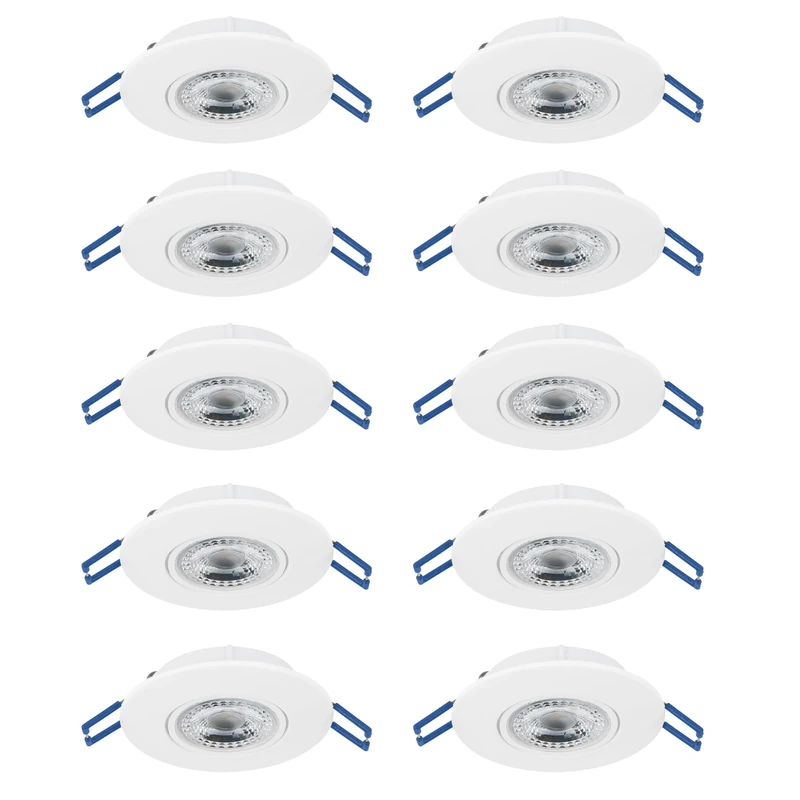 Eglo Set of 10 LED recessed spotlights Cedrez, Ø 9 cm, Ultra-Flat Ceiling Spots, Lights with dip Switch, White Plastic, Warm White, Neutral Cool