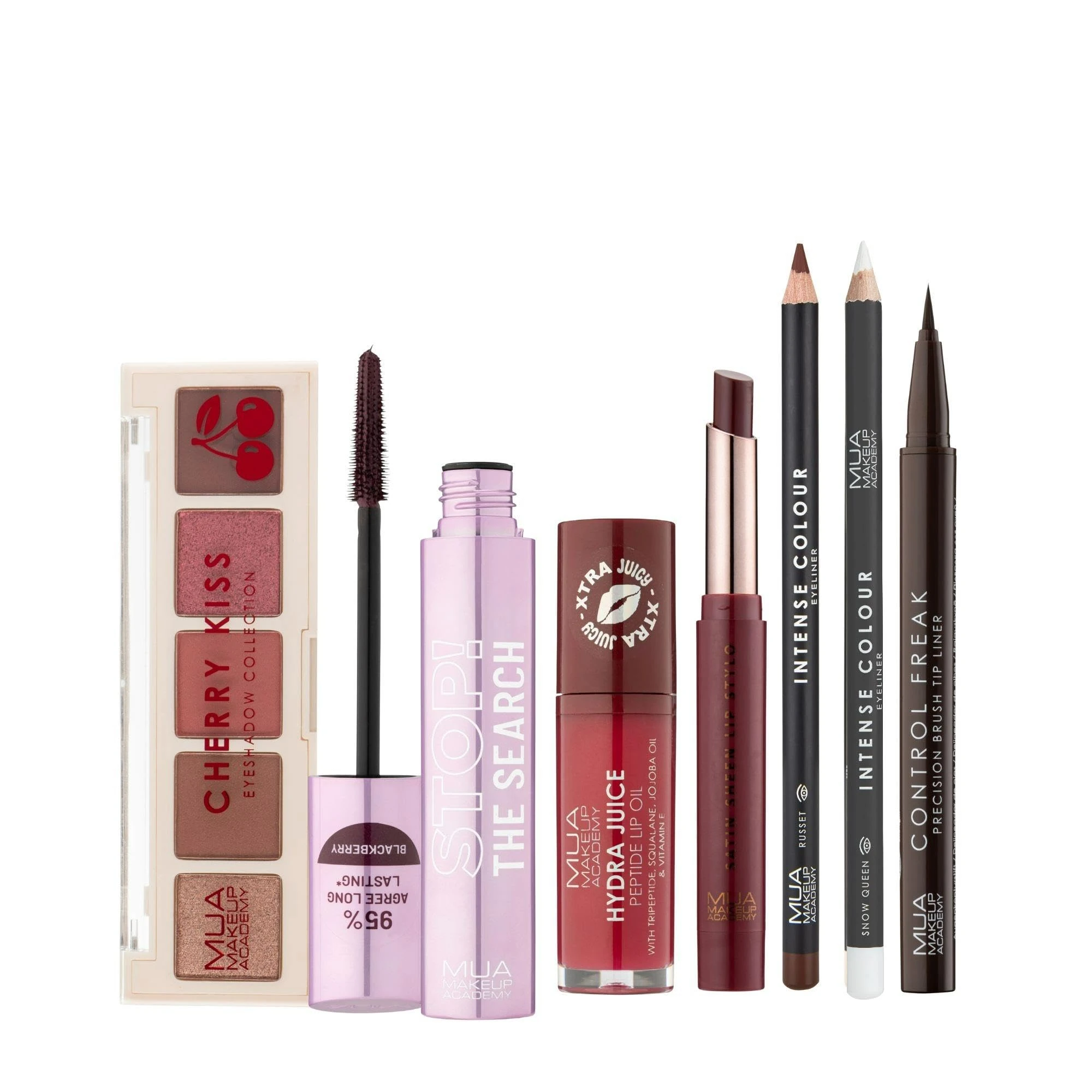 MUA Makeup Academy Black Cherry Halloween 7-Piece Bundle, Includes Lipstick, Lip Oil, Eyeliners, Mascara & Eyeshadow - Vegan & Cruelty Free