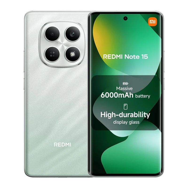 XIAOMI Redmi Note 15, Smartphone 8+256 GB, Massive 6000mAh Battery, Water Resistance, 108MP Super-clear Camera, 6.77" FHD+ Display, Forest Green, Warranty 2 years, Charger Not Included