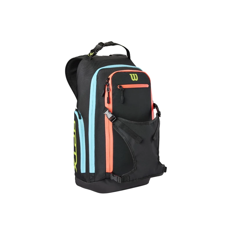 Wilson AVP OPTX Grass Volleyball Backpack, Polyester Backpack with Dirt Trap Release, Colour: Black/Aqua/Green - Image 1
