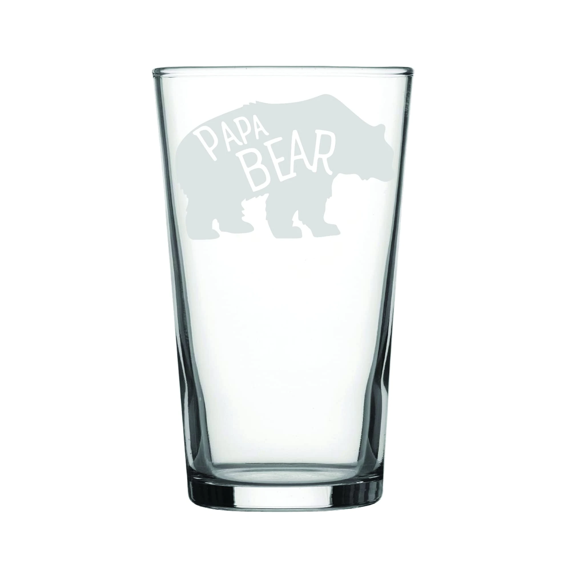 Laser Etched Papa Bear Fathers Day Glass - Whiskey, Highball, Pint or Tankard Gift