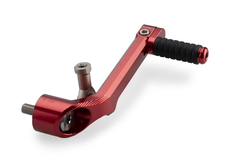 Puig 22396R Adjustable Gear Lever made of machined aluminum with anodized finish and sporty design for precise control and greater comfort, Red