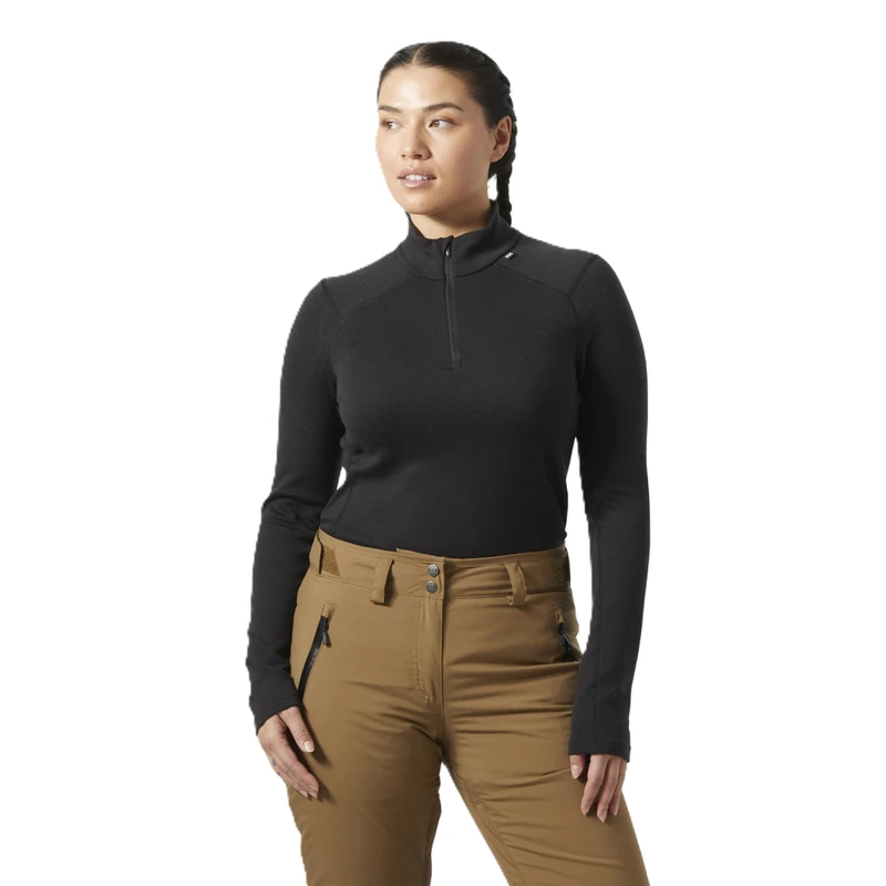 Helly Hansen Women's W LIFA Merino Midw 1/2 Zip, Black, M
