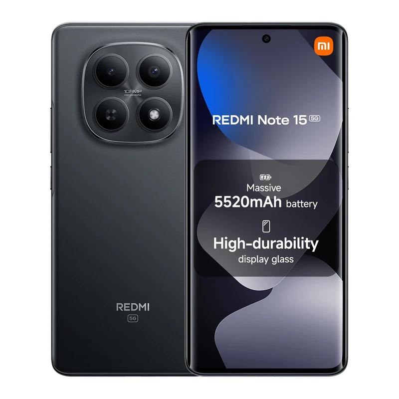XIAOMI Redmi Note 15 5G, Smartphone 8+256 GB, Ultra-slim Design, IP65 Water Resistance, 108MP Super-clear Camera, 6.77" FHD+ Display, Black, Warranty 2 years, Charger Not Included - Image 1