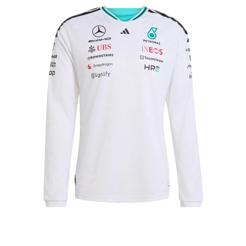 adidas Men's Mercedes - Amg Petronas Formula 1 Team Driver Jersey Authentic Longsleeve Shirt, White, S