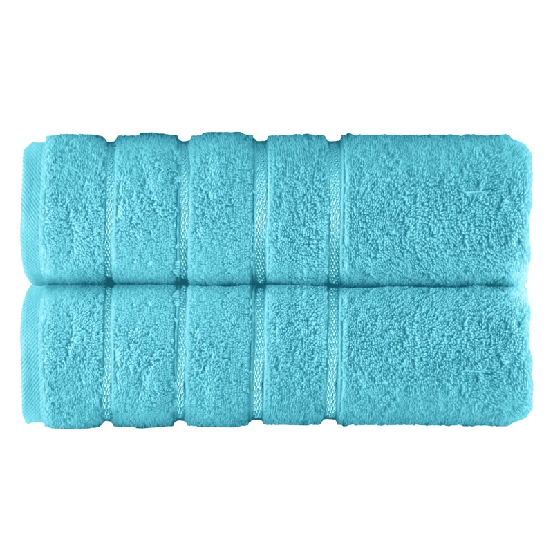Elegant Comfort 100% Turkish Cotton 4 Lines Viscose Stripe Luxury 2 Pack Bath Towel Set 27 x 54 Inch - Super Soft and Highly Absorbent Premium Hotel Spa Quality Towels for Bathroom Use, Aqua