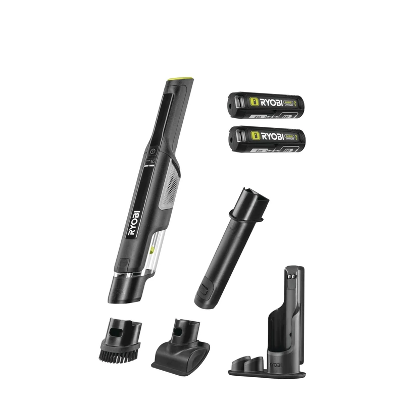 RYOBI RHV44-220G 4V USB Brushless Cordless Handheld Vacuum Cleaner - 50 Airwatts, 2 x 2.0 Ah Batteries & Charging Station, Compact & Powerful, Crevice Tool & Upholstery Nozzle, 425 L/min Airflow