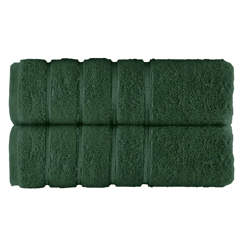Elegant Comfort 100% Turkish Cotton 4 Lines Viscose Stripe Luxury 2 Pack Bath Towel Set 27 x 54 Inch - Super Soft and Highly Absorbent Premium Hotel Spa Quality Towels for Bathroom Use, Hunter Green