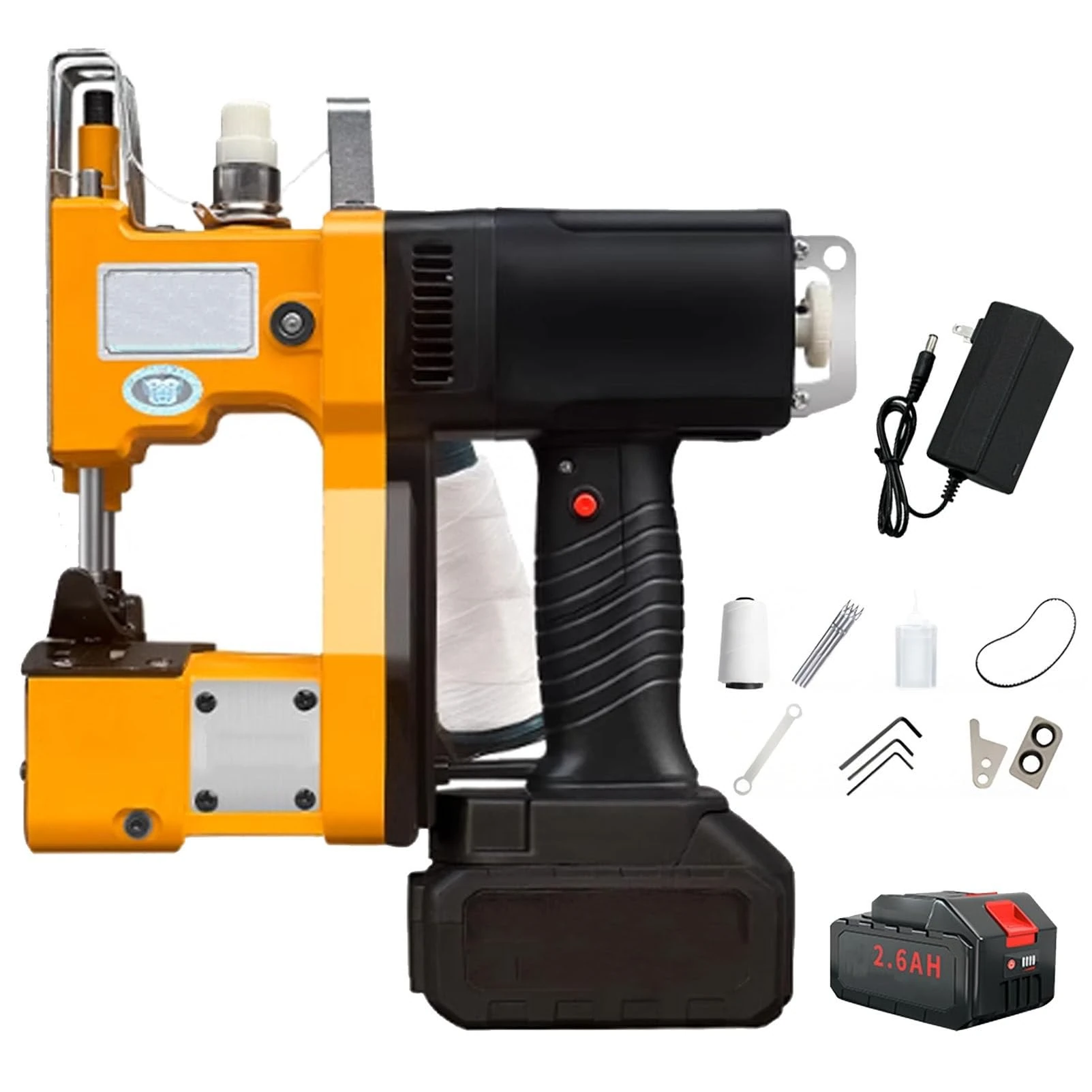 Zowdrix Industrial Bag Closer Machine, Automatic Woven Bag Sewer, Handheld Bag Stitcher, 0.2-10mm Sewing Thickness, for Burlap Sack, Canvas, Feed Sacks 2.6AH-1Battery