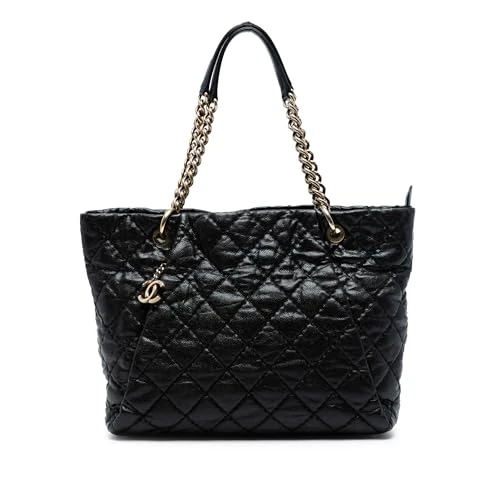 Chanel Pre-Loved Large CC Quilted Glazed Caviar Coco Pleats Tote Bag