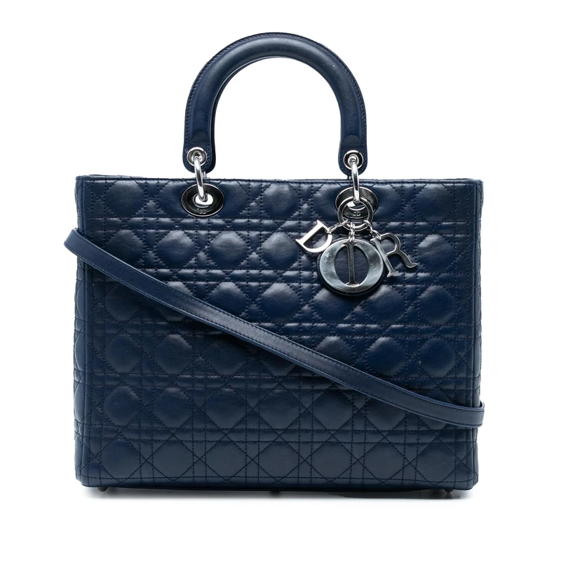 Dior Pre-Loved Large Lambskin Cannage Lady Handbag