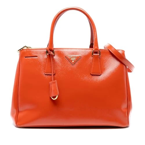 Prada Pre-Loved Medium Saffiano Vernice Galleria Double Zip Satchel Handbag