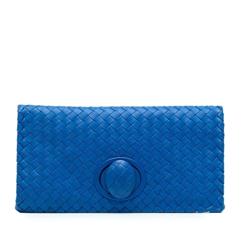 Bottega Veneta Pre-Loved Nappa Intrecciato Turn Lock Clutch Bag