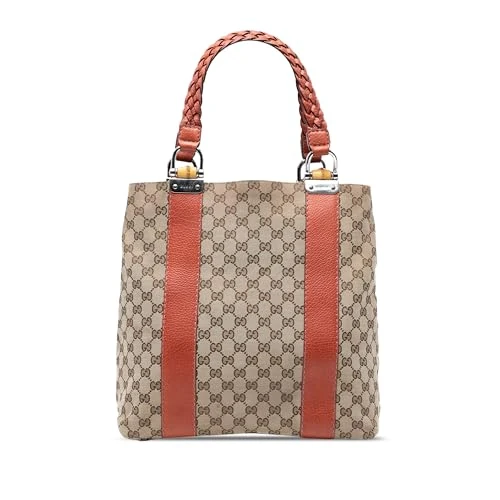 Gucci Pre-Loved Large GG Canvas Bamboo Libeccio Tote Bag