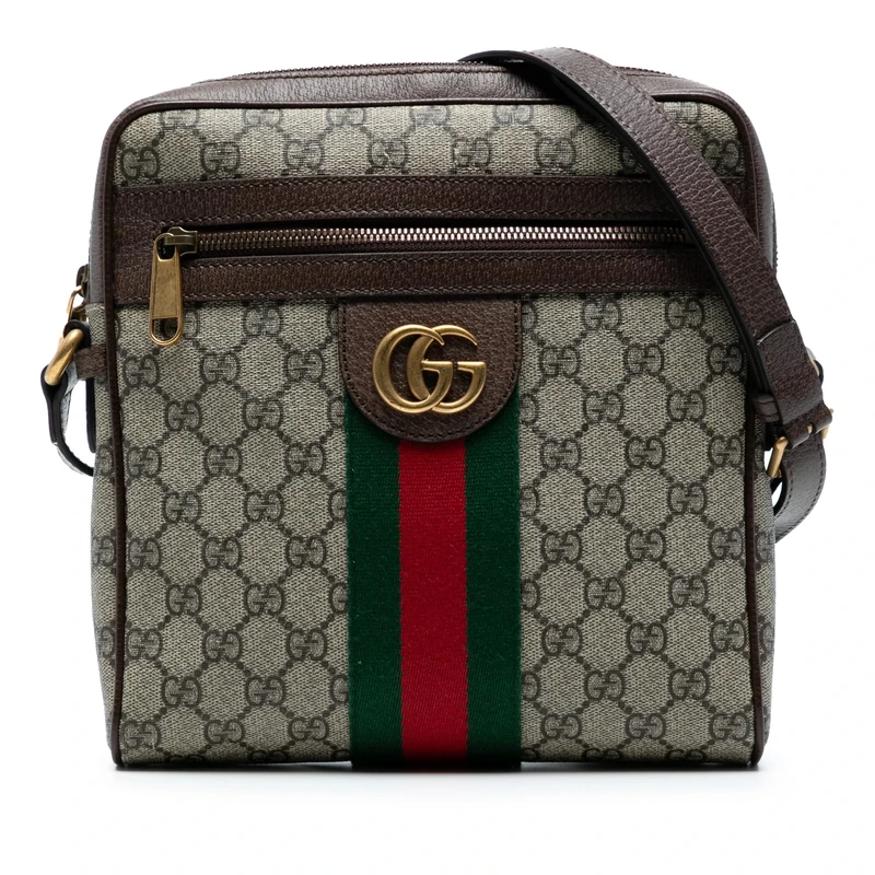 Gucci Pre-Loved Small GG Supreme Web Ophidia Messenger Bag Crossbody