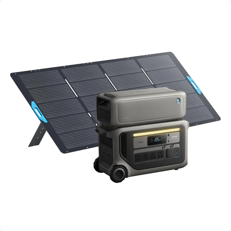 Anker SOLIX F3000 Portable Power Station, BP3000 Expansion Battery, and 400W Solar Panel, 3,072Wh, 3,600W, 230V Output, 2,400W Recharging, for Camping, RVs and Emergencies