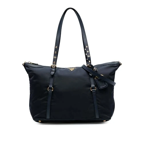 Prada Pre-Loved Saffiano Trimmed Tessuto Zip Top Convertible Tote