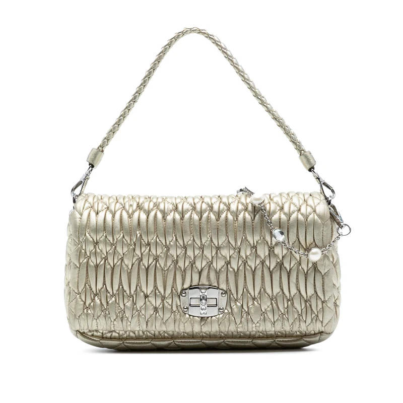 Pre-Loved Matelasse Nappa Crystal Chain Satchel Handbag