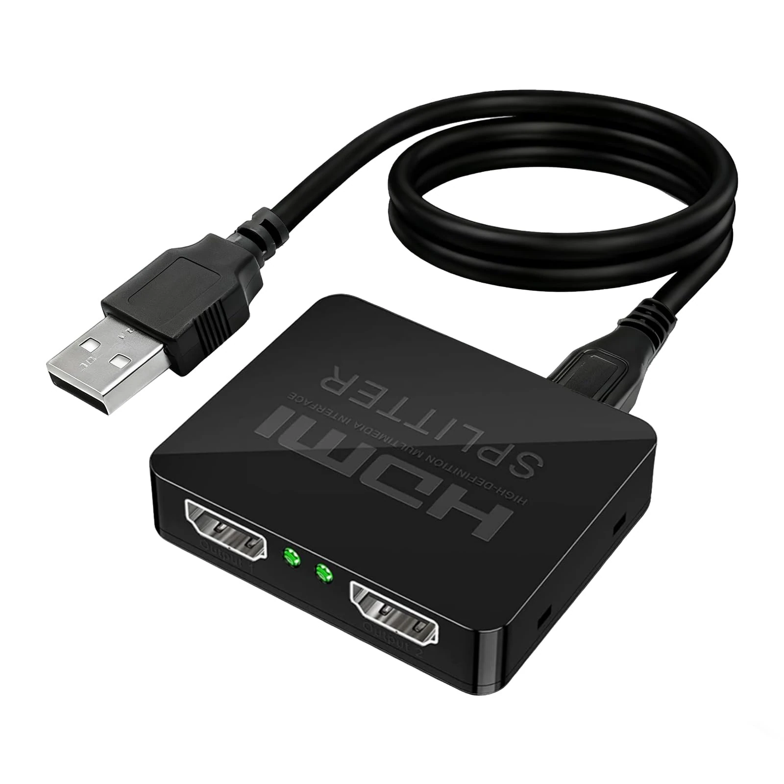 HDMI Splitter 1 in 2 out,HDMI Splitter for Dual Monitors support same screen,2 Port HDmiSplitter with 1.2M HDMICable Compatible with PS4 Xbox Blu-Ray Player HDTV Projector(Mirror Only, Not Extend)