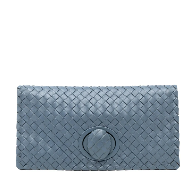 Bottega Veneta Pre-Loved Nappa Intrecciato Turn Lock Clutch