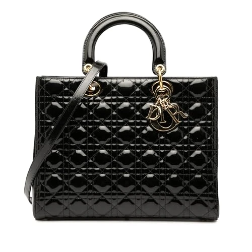 Dior Pre-Loved Large Patent Cannage Lady Handbag
