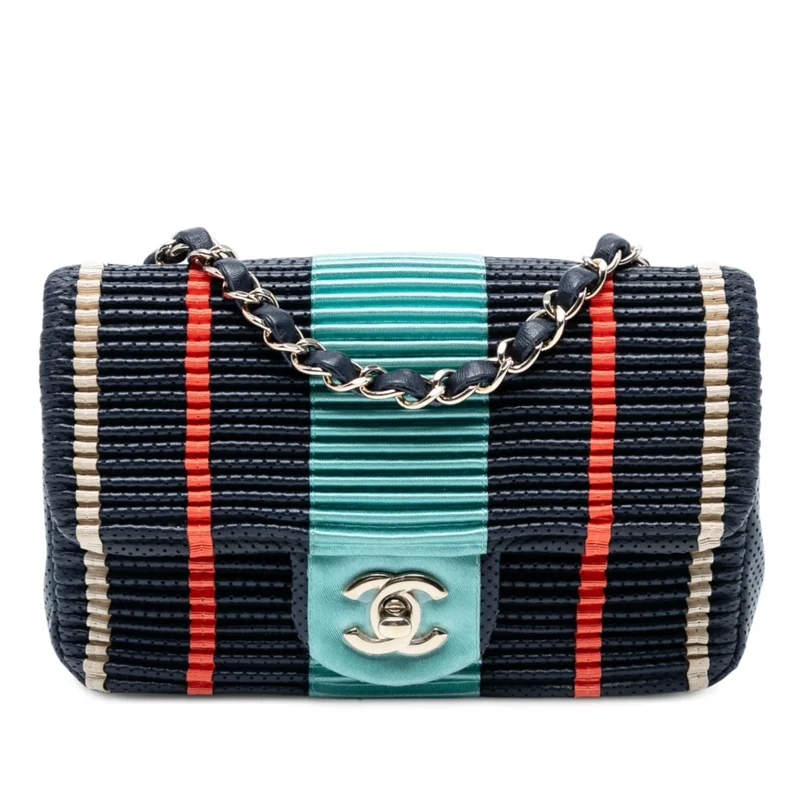 Chanel Pre-Loved New Mini Pleated Perforated Lambskin Single Flap Crossbody Bag