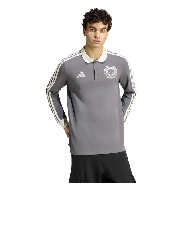 adidas Men's Mercedes - Amg Petronas Formula 1 Team Silver Arrows Icon Polo Shirt, Granite/Off White, XXL