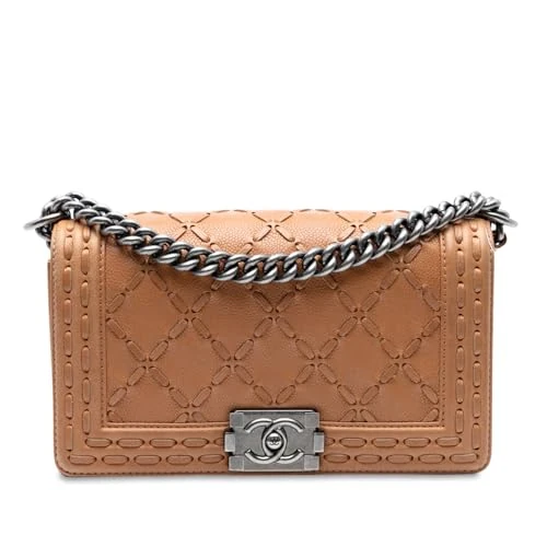 Chanel Pre-Loved Medium Caviar Stitched Boy Flap Crossbody Bag