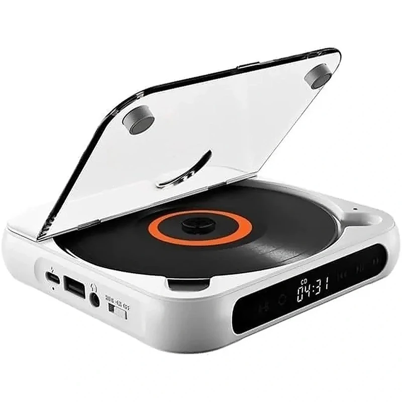 Portable CD Player for Car with Bluetooth 5.3, Rechargeable Mini CD Player with HiFi Speakers, USB/AUX Support, Compact Lightweight Personal for Home Travel Office(White)