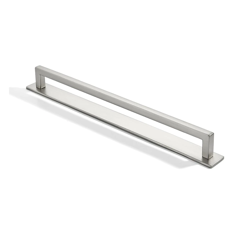 khtumeware 5 Pack 12 inch Hole Center Brushed Satin Nickel Cabinet Pull with Backplate Solid Heavy-Duty Handles with Base Plate Cabinet Hardware Drawer Pulls Kitchen Cabinet