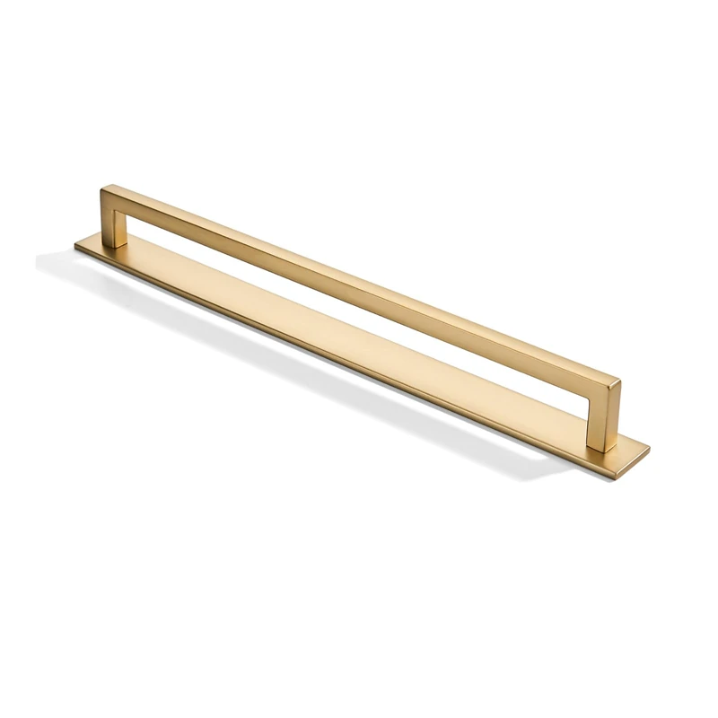 khtumeware 5 Pack 12 inch Hole Center Brushed Brass Cabinet Pull with Backplate Solid Heavy-Duty Handles with Base Plate Cabinet Hardware Drawer Pulls Kitchen Cabinet