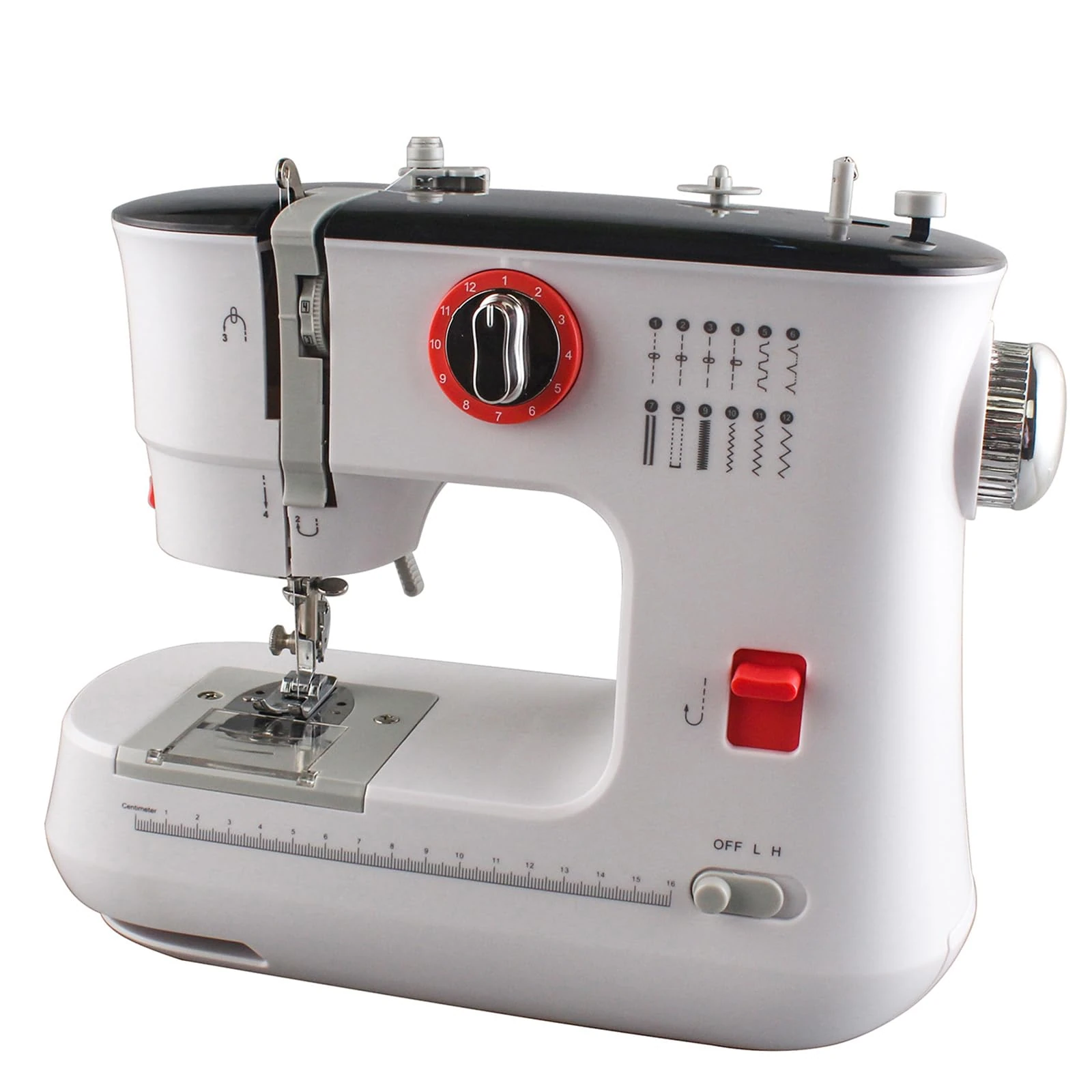 Industrial Sewing Machine Portable Automatic with Reverse Stitching 12 Built-In Stitches Handles 6 Layers Thick Fabric Ideal for Professionals and Beginners