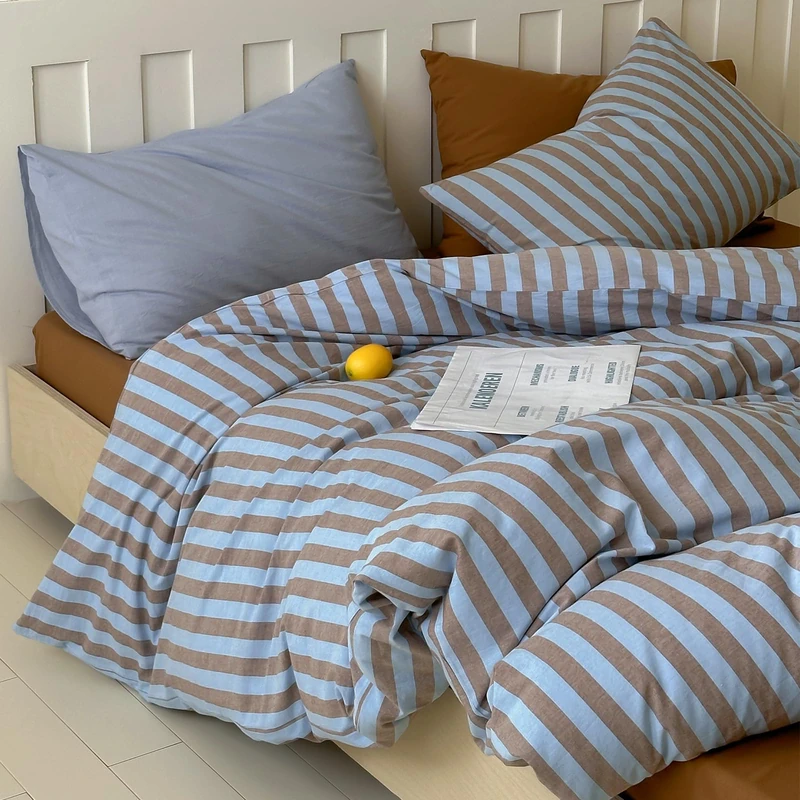 LifeTB King Striped Duvet Cover Set - 100% Cotton, 3 Pieces